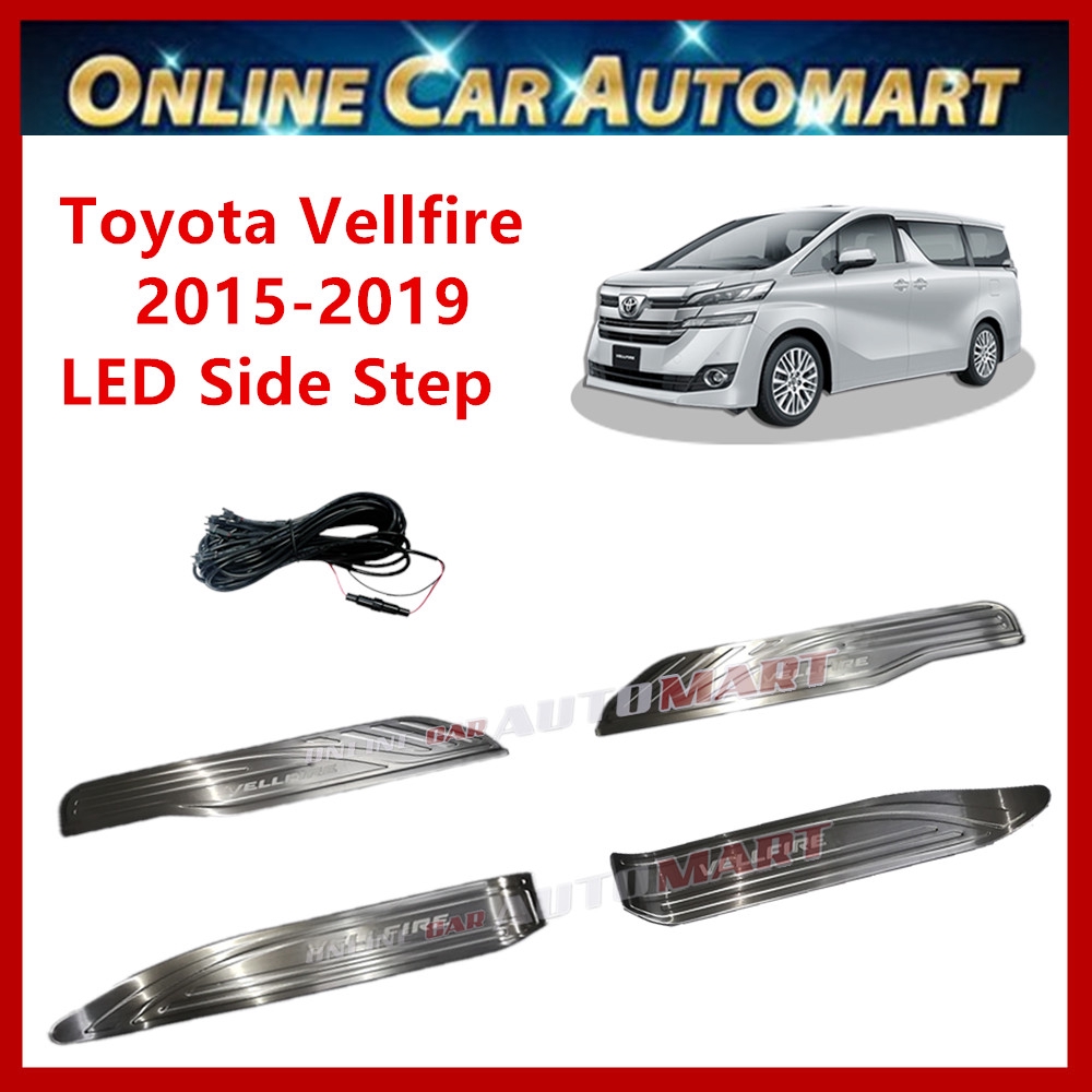  Toyota Velfire 2015-2019 Side Steel Plate /Door Side Step/ SIDE SILL Plate With Led (Blue)
