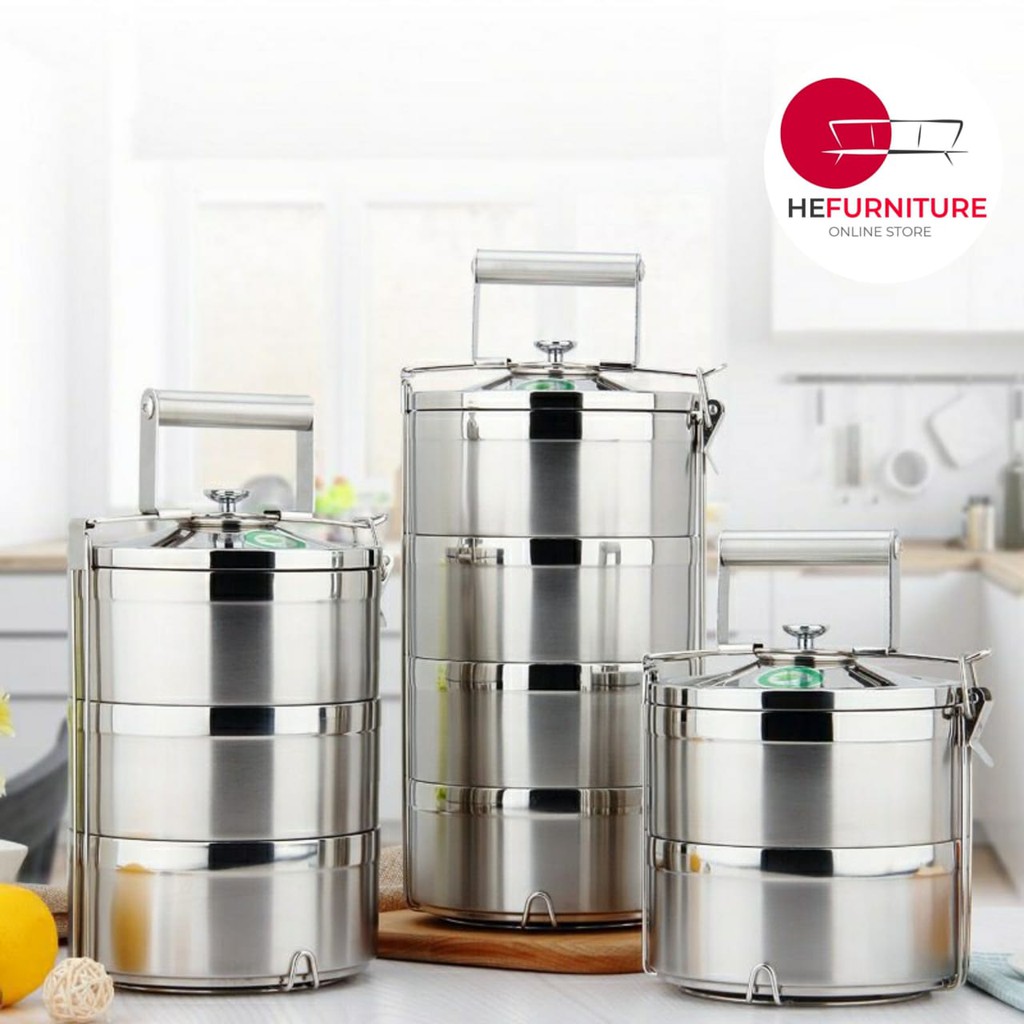 304 Stainless Steel Tiffin Carrier Insulated (double layer) Lunch Box / mangkuk tingkat