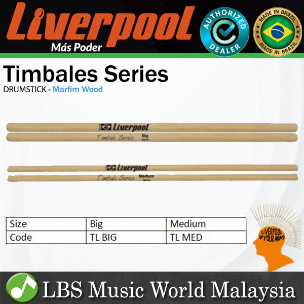 Liverpool TL Drumstick Timbales Series Line Marfim Wood Drum Stick -TL Big Med Medium