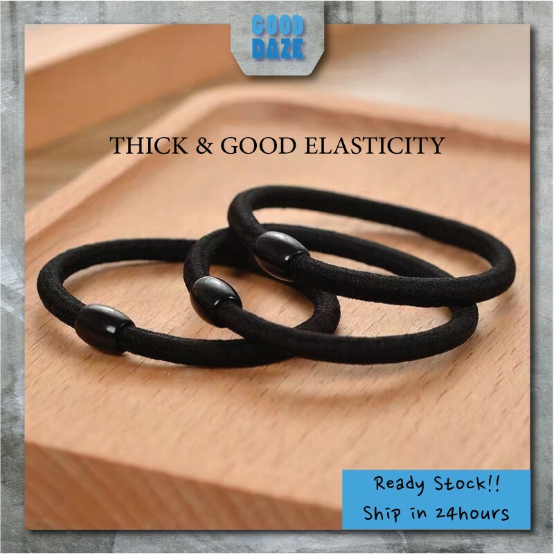 Korean Plain Black Hair Bands Black Hair Rubber Bands 韩版黑色无接缝橡皮筋女孩简约实用发圈 Jalur Getah Rambut Hitam Biasa