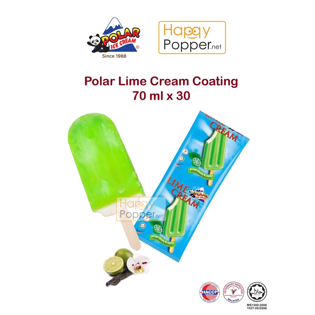 Polar Ice Cream 30 Pcs Water Ice Milk Stick Vanilla Ice Cream With Lime Cream Coating Frozen Snack Aiskrim