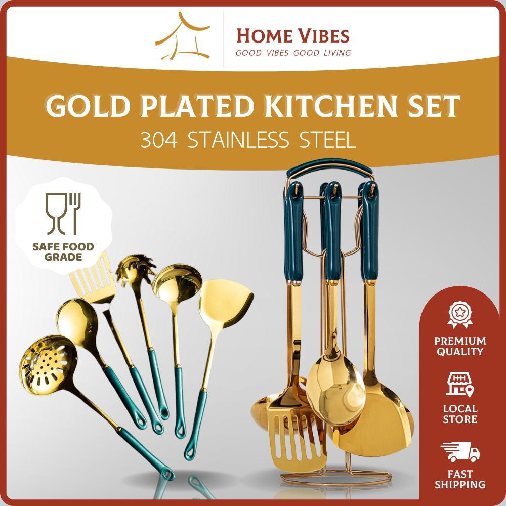 Gold Plated HighValue Full Set Kitchen Utensils Shopee Malaysia
