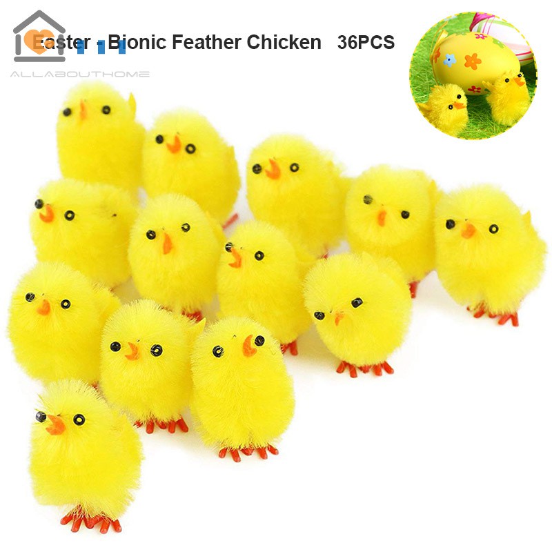36pcs Simulation Easter Chick Mini Artificial Toys Plush Chicken