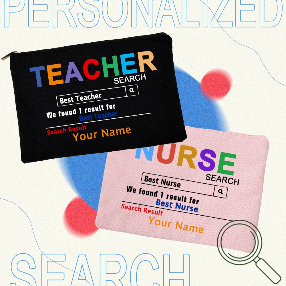 Teacher Nurse Search Print Canvas Zipper Pouch Pencil Case Travel Toiletry Storage Bags Makeup Bags Best Gift