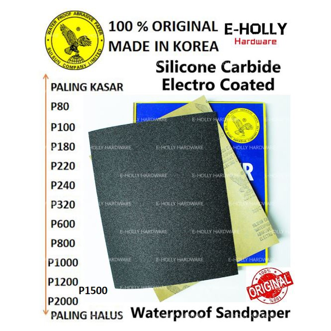 EHOLLY EAGLE 100 KOREA Original Sandpaper Waterproof Abrasive Paper Wet/Dry (Grit 80 2000