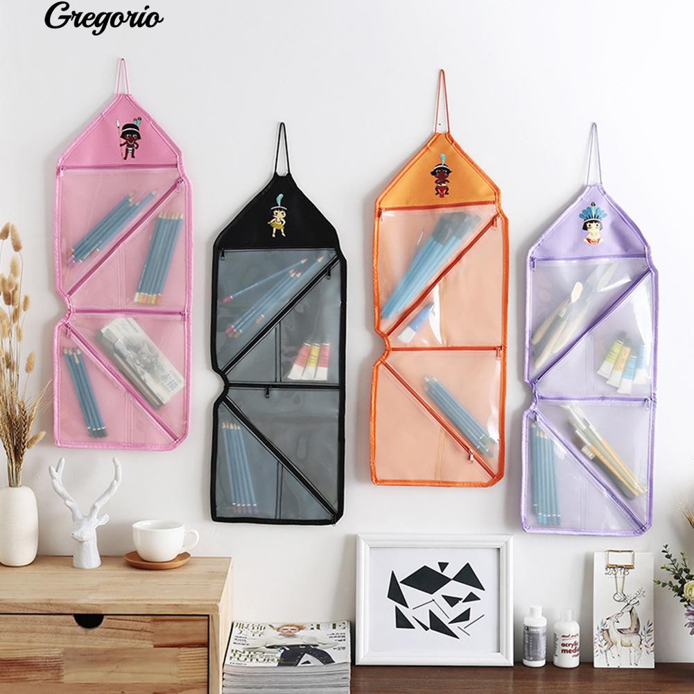 G Transparent Wall Door Hanging Pockets Organizer Kitchen Bathroom Storage Bag