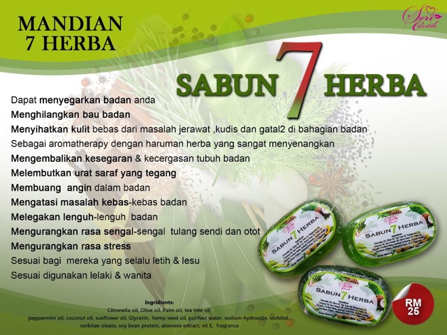 Sabun 7 Herba Sesuai Utk Masalah Kulit Ekzema Mandian Aromatherapy Shopee Malaysia