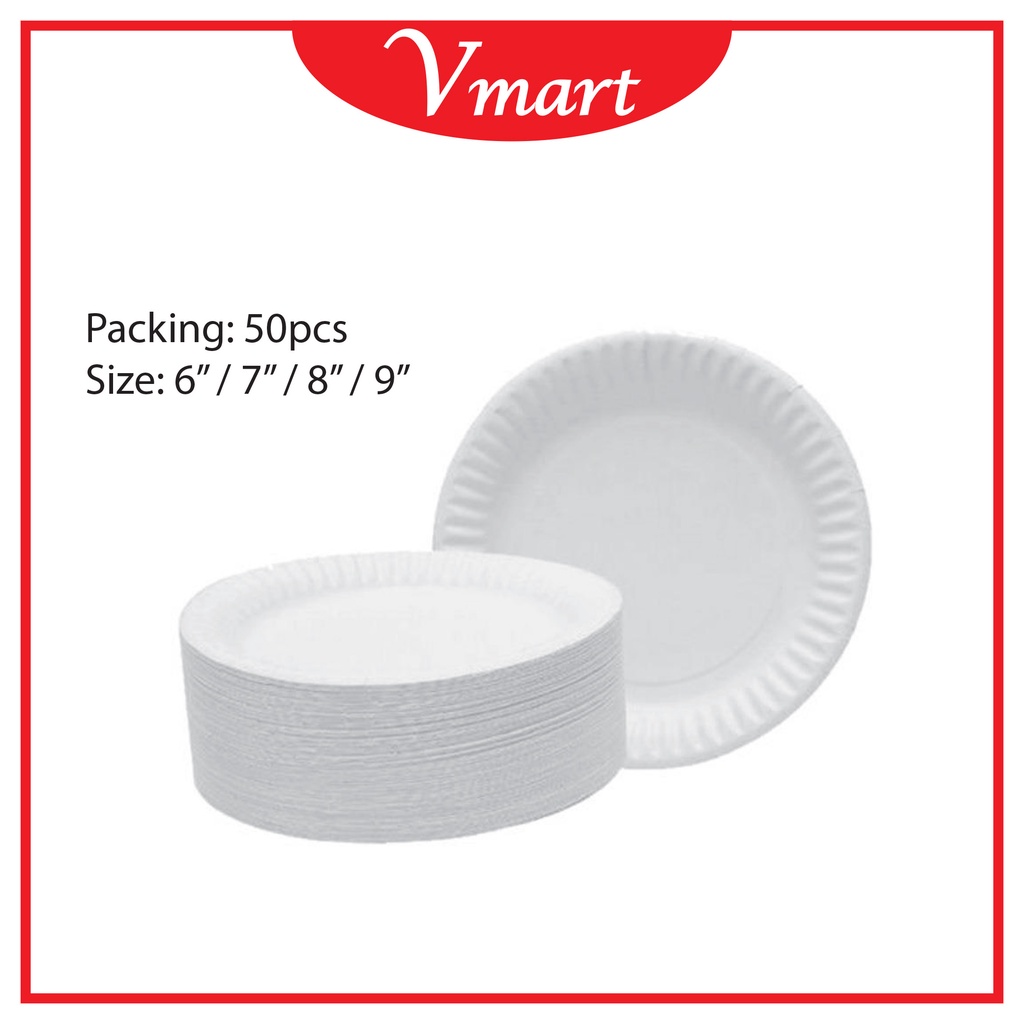 [50pcs] White Paper Plate / Buffet Party / Disposable Paper Plate / 6