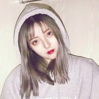 Wig Female Long Straight Round Face Clavicle Gray Air Bangs Fluffy