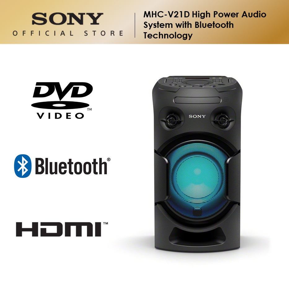 sony v21d high power audio system with bluetooth