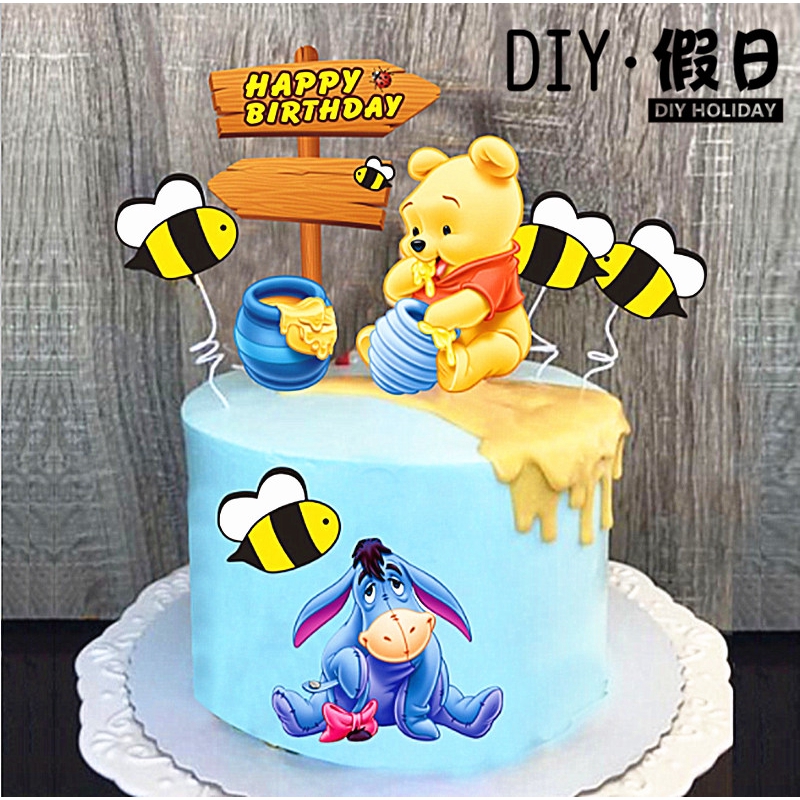 Happy Birthday Winnie The Pooh Bee Child Cake Party Dessert Table