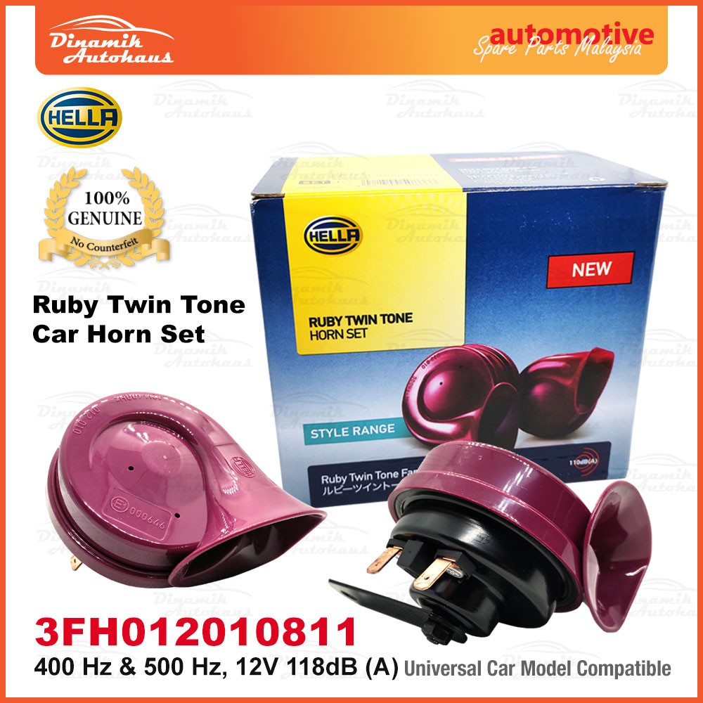 Hella Ruby Twin Tone Car Horn Set 12 Volt 400 Hertz & 500 Hertz Car Horn Motor Hon Kereta (1 Pair)