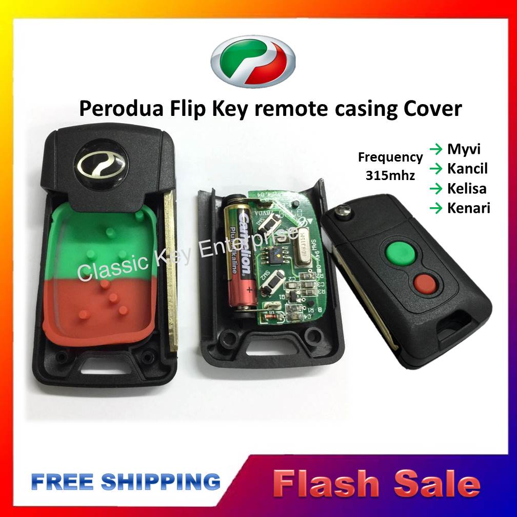 Perodua Flip Key Remote with case shell cover for Myvi Kembara Kenari