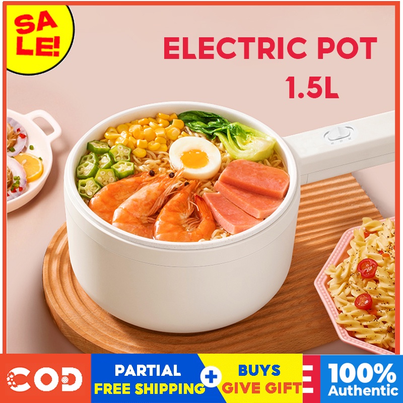 Multi-purpose Electric Pot Home Non-stick Skillet 1.5L Kitchen Electric Cooker Mini Electric Pot