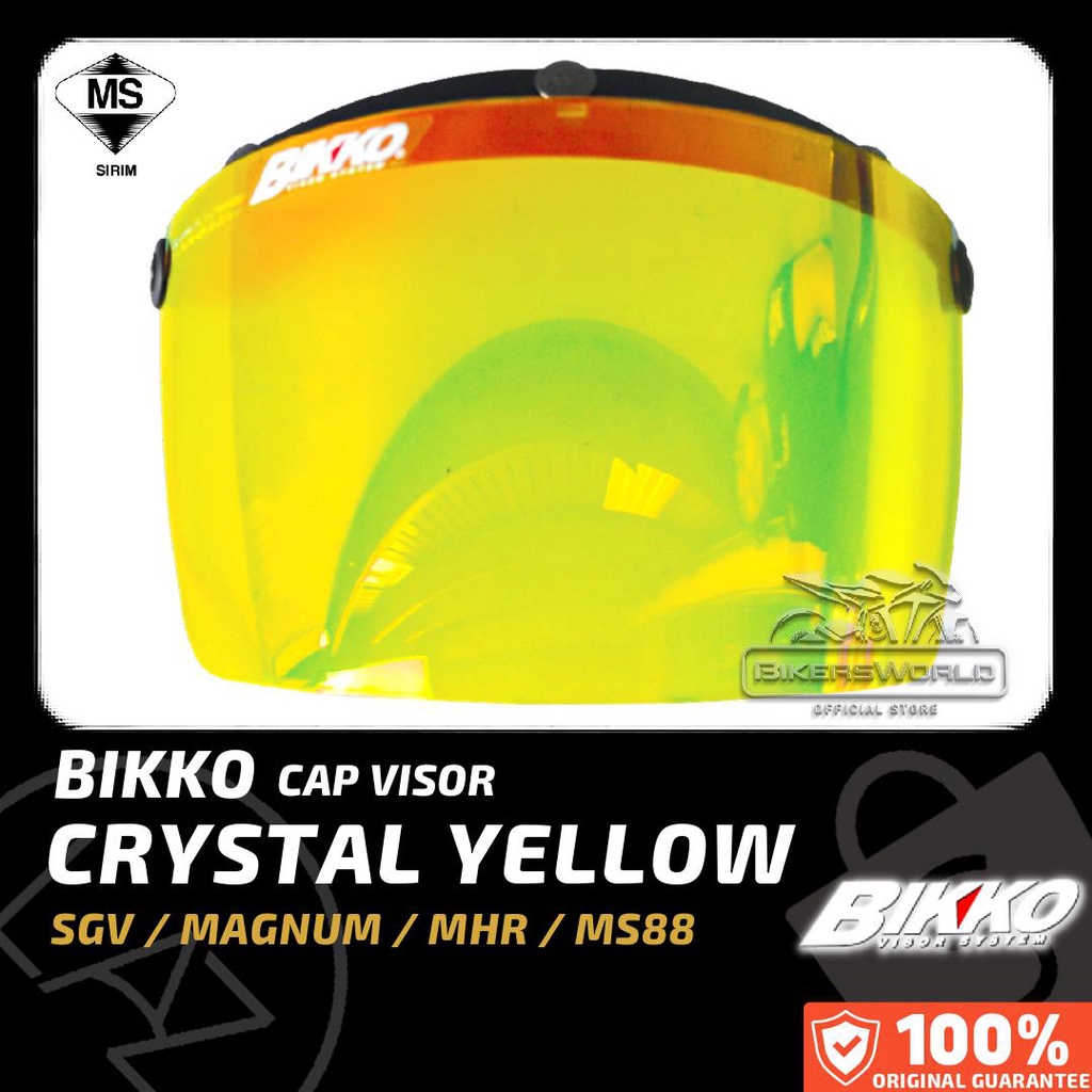VISOR HELMET CRYSTAL YELLOW VISOR BIKKO CAP VISOR 3 BUTTON VISOR SIANG