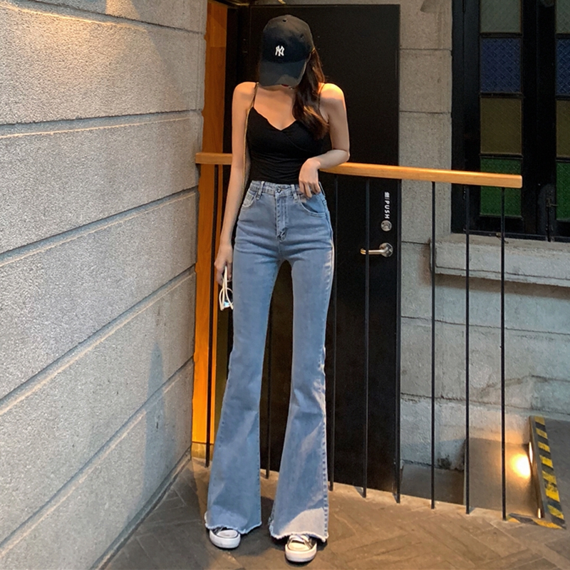 Straight Trousers High Waisted Micro Flared Jeans Women S New Spring Thin Skinny Tight And Wide Leg Pants Shopee Malaysia