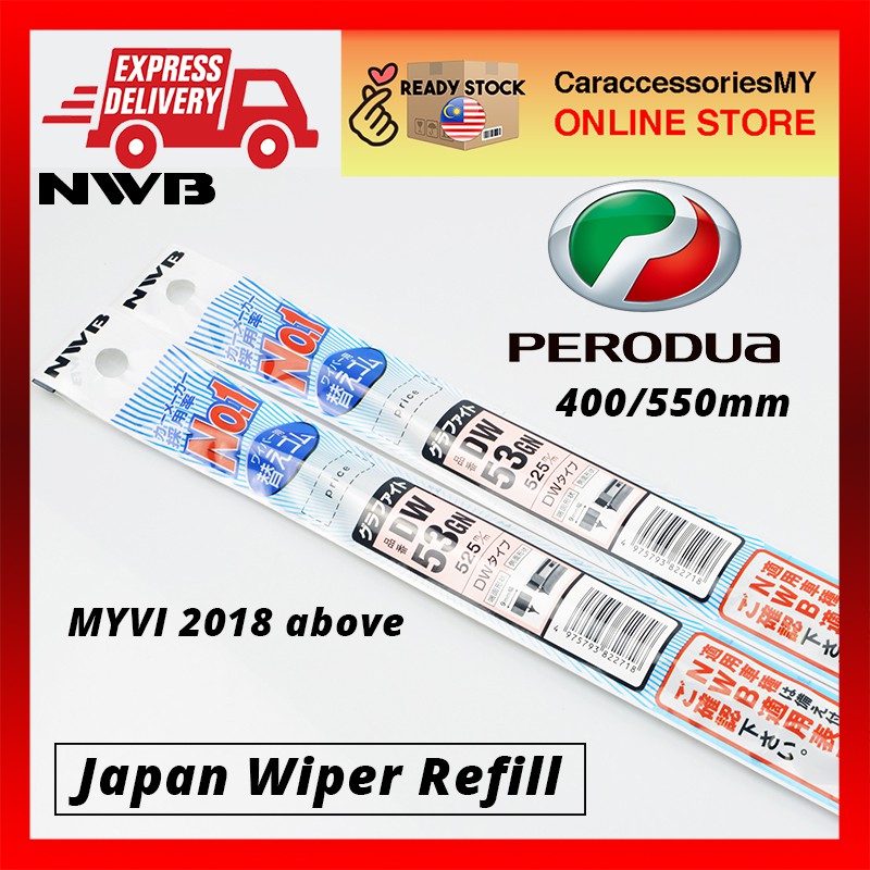 NWB JAPAN WIPER REFILL RUBBER (2 PCS) for NEW PERODUA MYVI 2018 2019 made in japan wiper blade refill