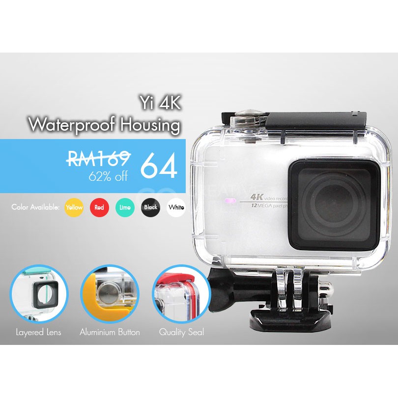 Wineecy Waterproof housing Case for Xiaomi 4K/ Yi 4K Xiaomi 4k Yi 4k Waterproof housing case 45 Meters Underwater Waterproof with Touch Screen Back Cover-Use Screen Underwater 