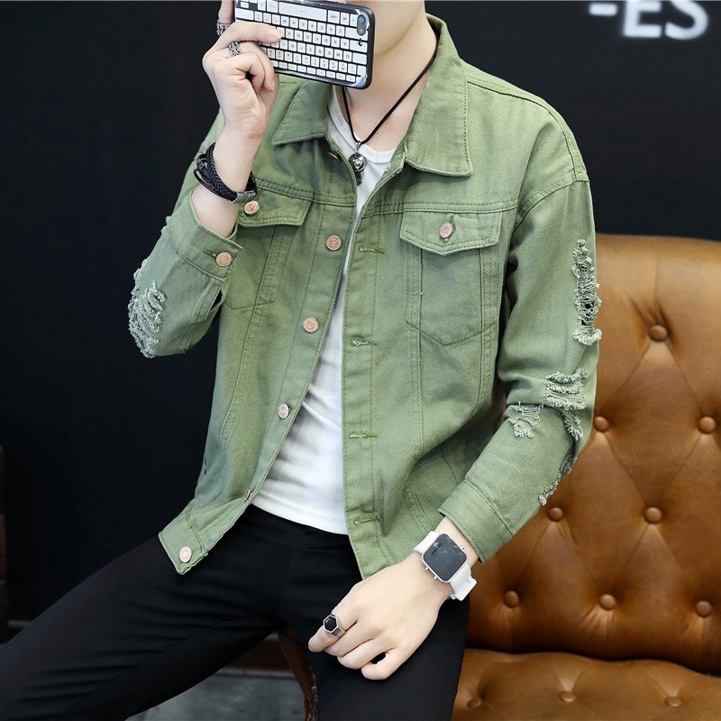 army green denim jacket mens