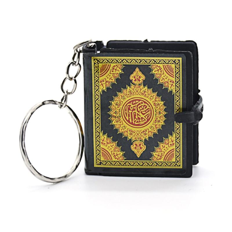 ✿ Personalized Mini Ark Quran Book Real Paper Can Read Keychain Charm Arabic the Koran Keyring Pendant Decor for Door Ke