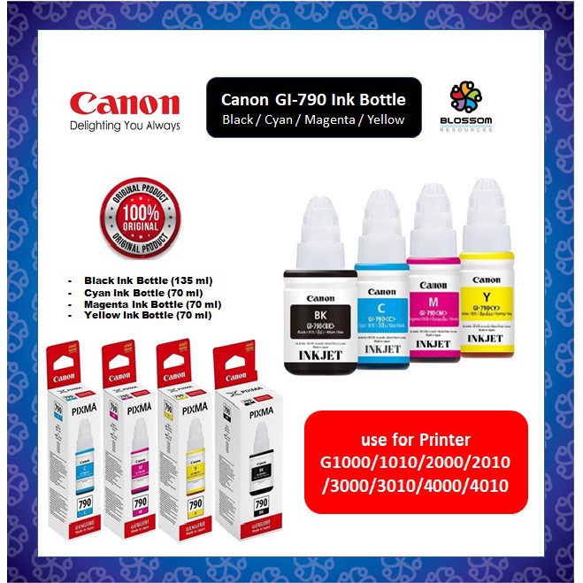 CANON GI790 Black / Cyan / Magenta / Yellow Original Ink Bottle for