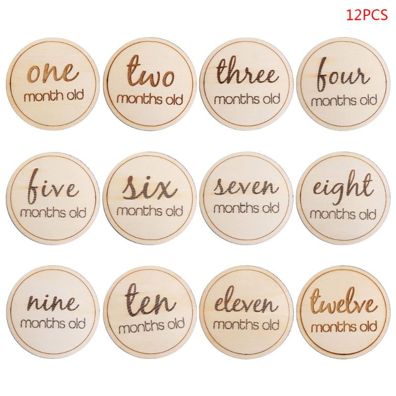 12 Pcs/set Baby Monthly Milestone Wooden Card Infants Photography Props  Kids Newborn Shower Gifts | Shopee Malaysia