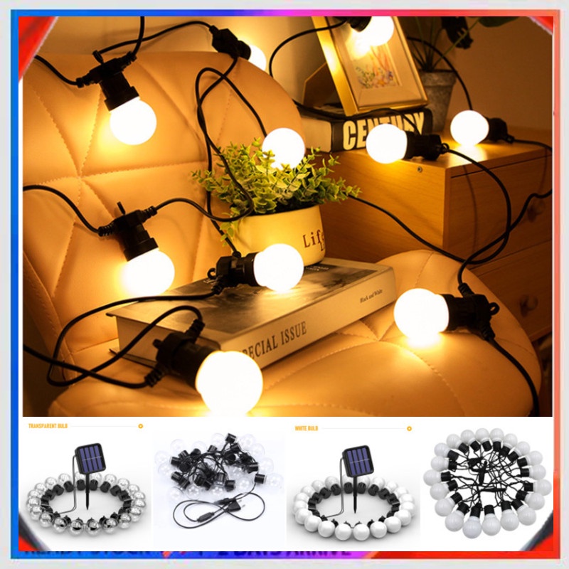 ✨READY STOCK✨Solar G50 string light 40 LED Wedding G50 String Festoon Bulb Fairy String Light LED Twinkle String Lights Outdoor Lighting RAYA Lampu Kelip Solar Taman Christmas Decoration Lamp For Home Indoor Holiday Wedding Party Decor Light solar ligh