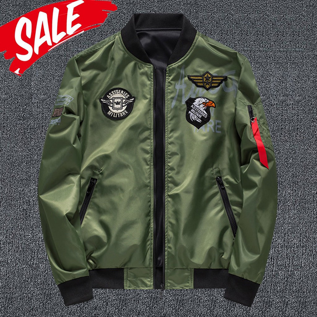 [Two Wear] S-6XL Bomber Jacket Men's Jacket Flight Jacket Jaket Lelaki ...