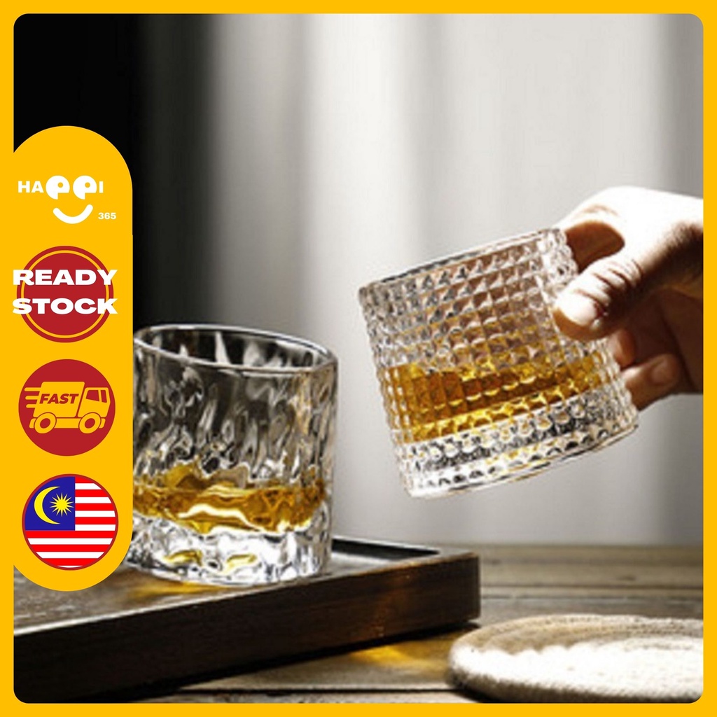 Ready Stocks Spinning Whiskey Glasses Whiskey Glass Wine Glass Beer Glass Coffee cup 威士忌酒杯 INS杯 咖啡杯 旋转杯