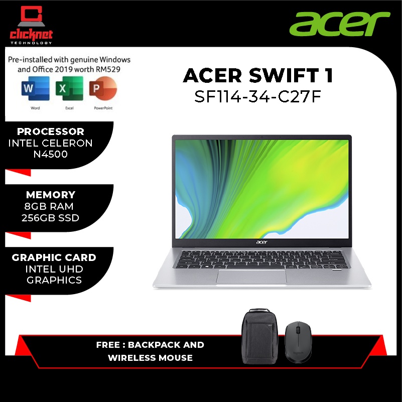 Acer Swift 1 SF114-33-C7DU Intel® Celeron® N4020 ... - ADMI