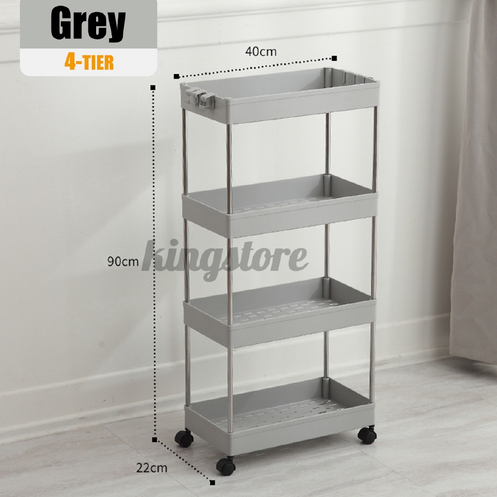 Credenza con Ruote Bagno Biblioteca Ufficio Salon & Spa Argento Utility di rotolamento Carrello Rack per la casa LWKBE 4-Tier mensole della Cucina Slim Bagagli 