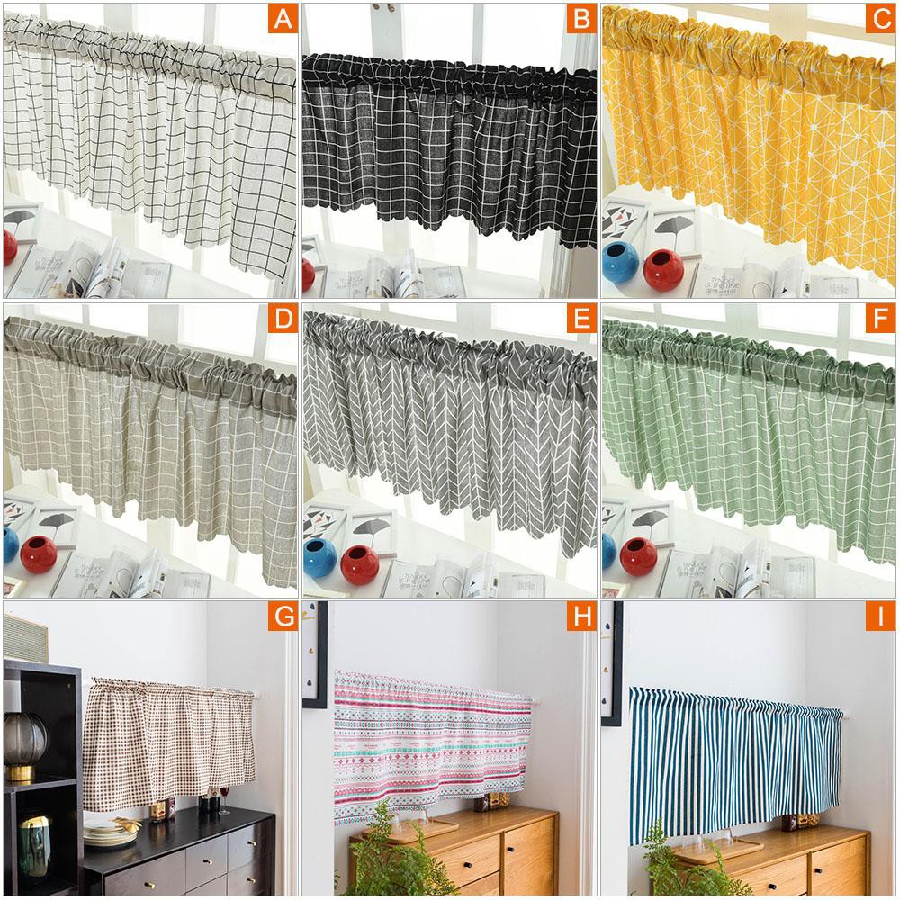 Valance Grid Stripe Style Blackout Window Curtain Valances Short