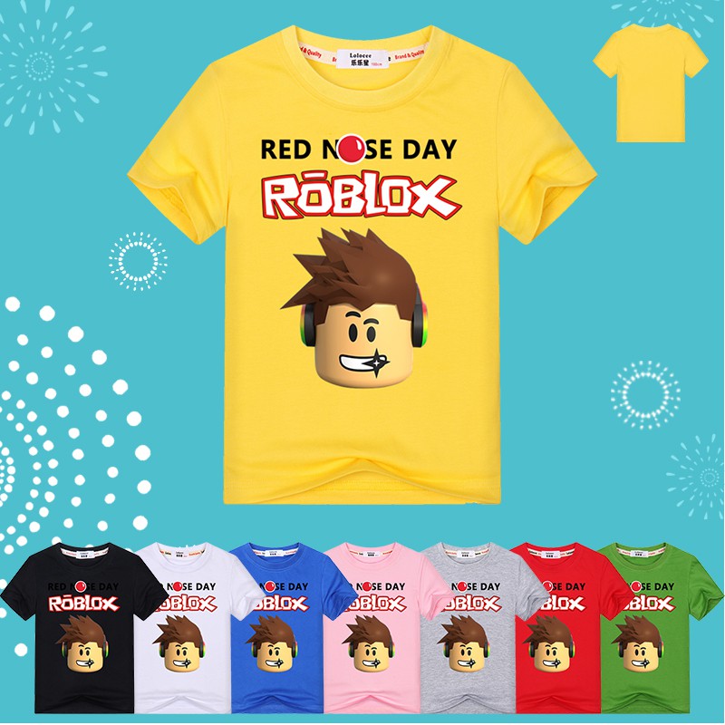 Roblox Red Nose Day Short Sleeve T Shirt For Kids Boys Summer - 2018 new roblox minecraft cartoon childrens clothing casual our world boys girls kids t shirt baby 6 14year