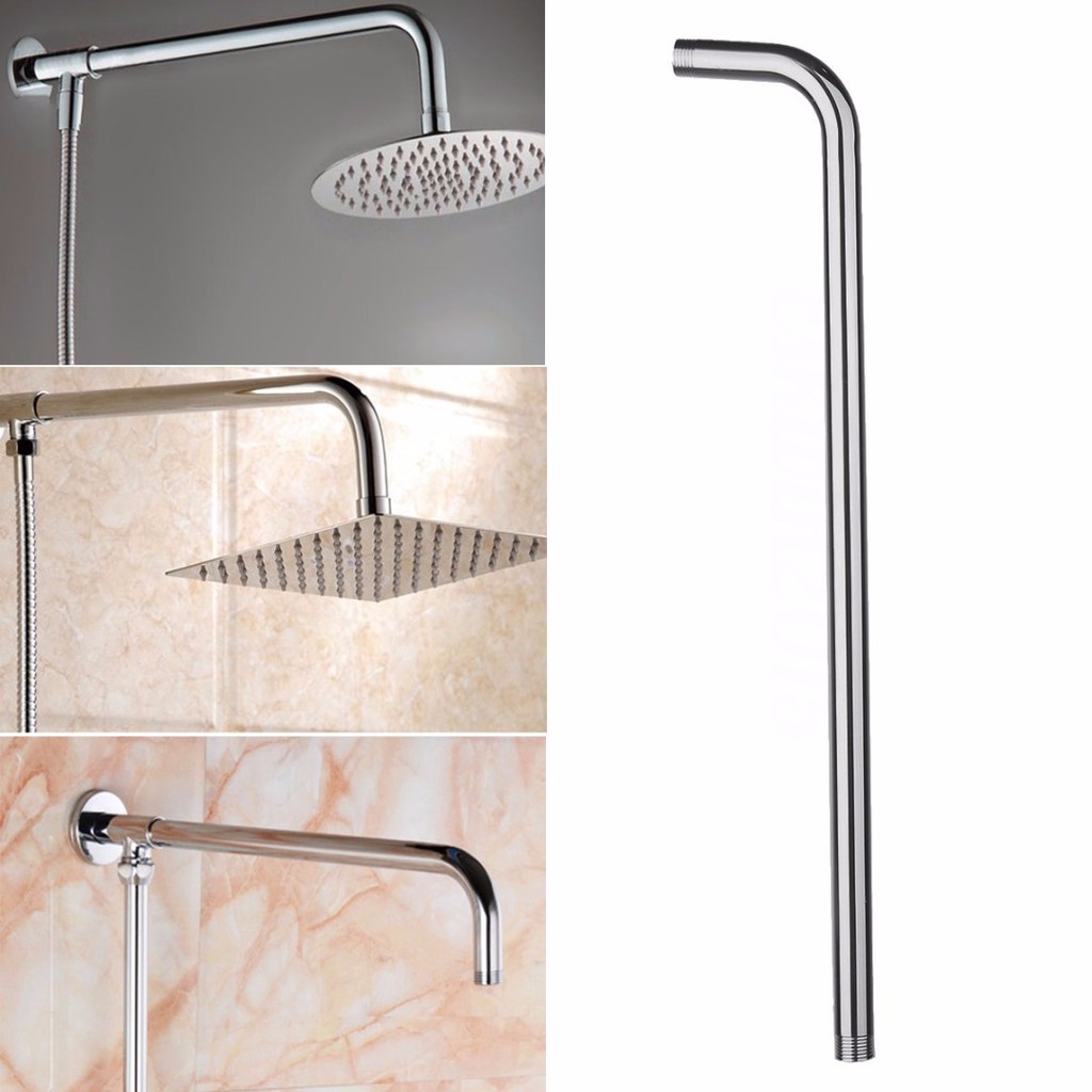 24'' 60cm Copper Square Chrome Rainfull Extension Shower Extra Arm Wall Mounted 