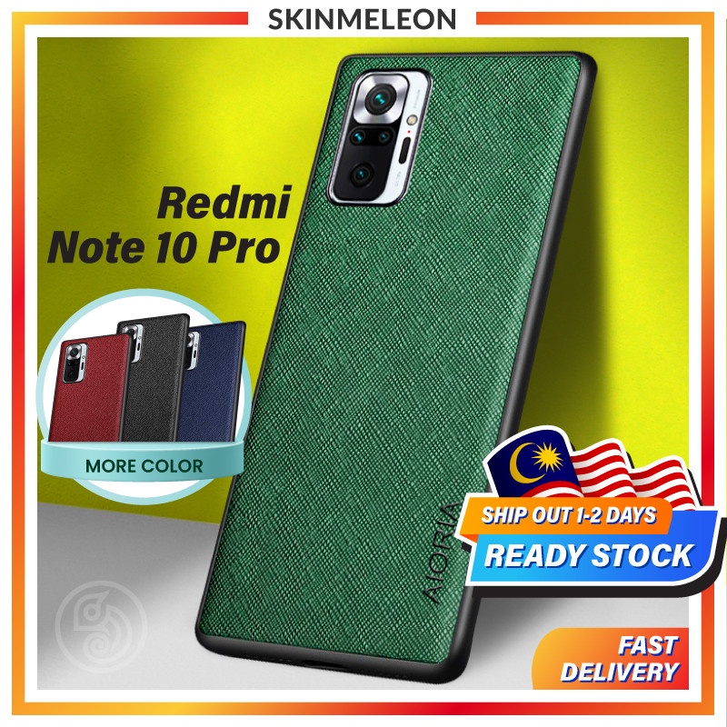 SKINMELEON Xiaomi Casing Redmi Note 10 Pro Casing Elegant Cross Pattern PU Leather Case TPU Protective Cover Phone Case