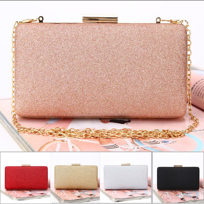 Quality style sleek minimalist dinner bag gold glittering evening dress bag banquet clutch bag