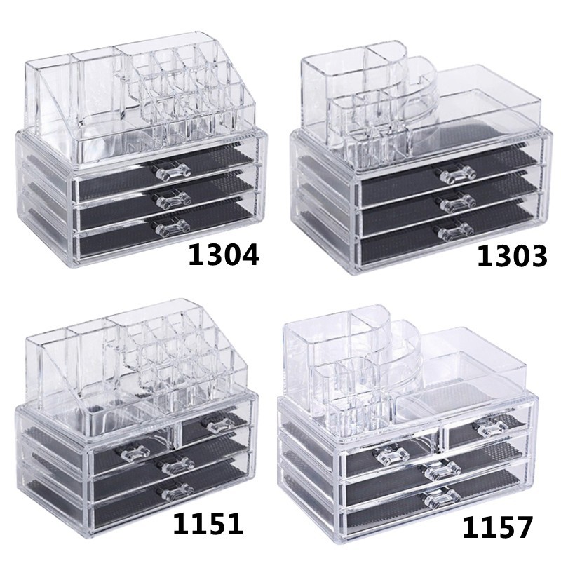Clear 3 Layers Acrylic Cosmetic Drawers Makeup Jewelry Storage