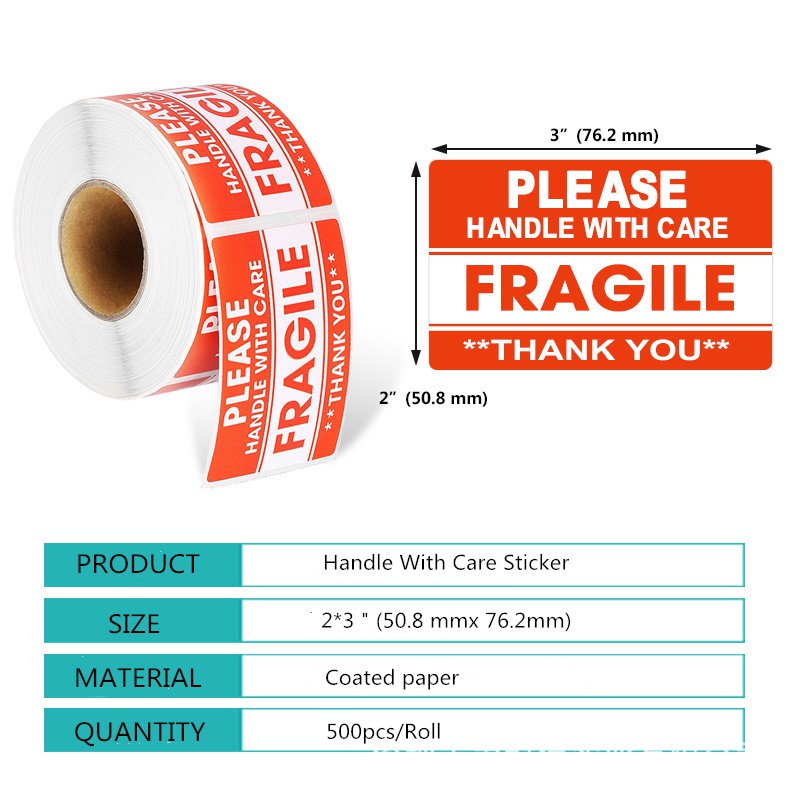FRAGILE STICKERS HANDLE WITH CARE LABELS PERMANENT 50 IN PACK SEE MY OTHER ITEMS