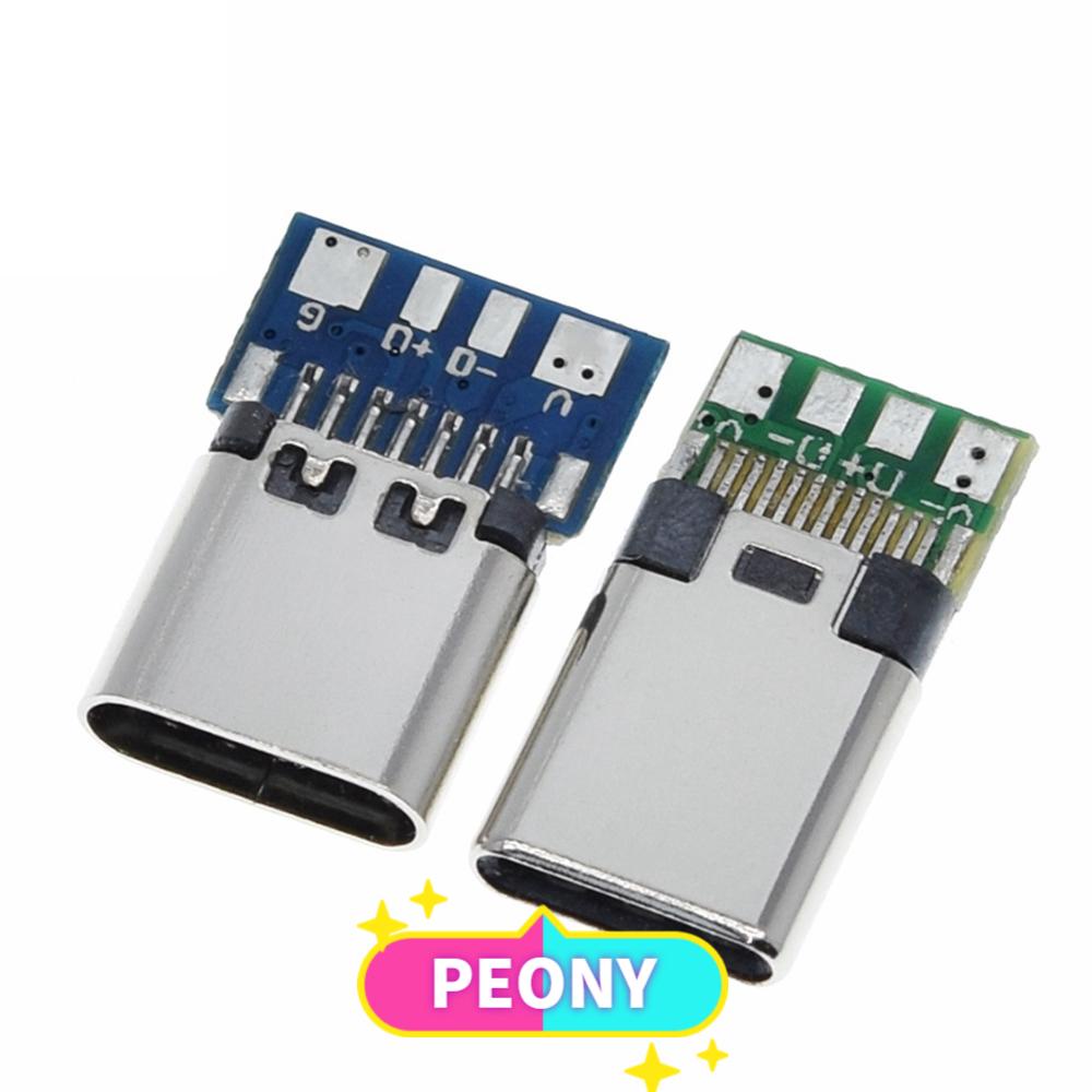 PEONY 10pcs Data Transfer USB 3.1 Type C Connector Charging Adapter Male/Female Socket Solder Wire Cable PCB Board Receptacle Copper Shell 12/24 Pins