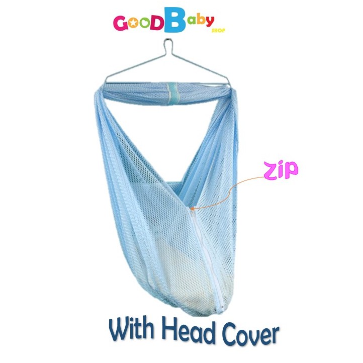 Baby Cradle Net With Zip /Cradle Net/Sarong/Buai Kain Zip Size L Blue