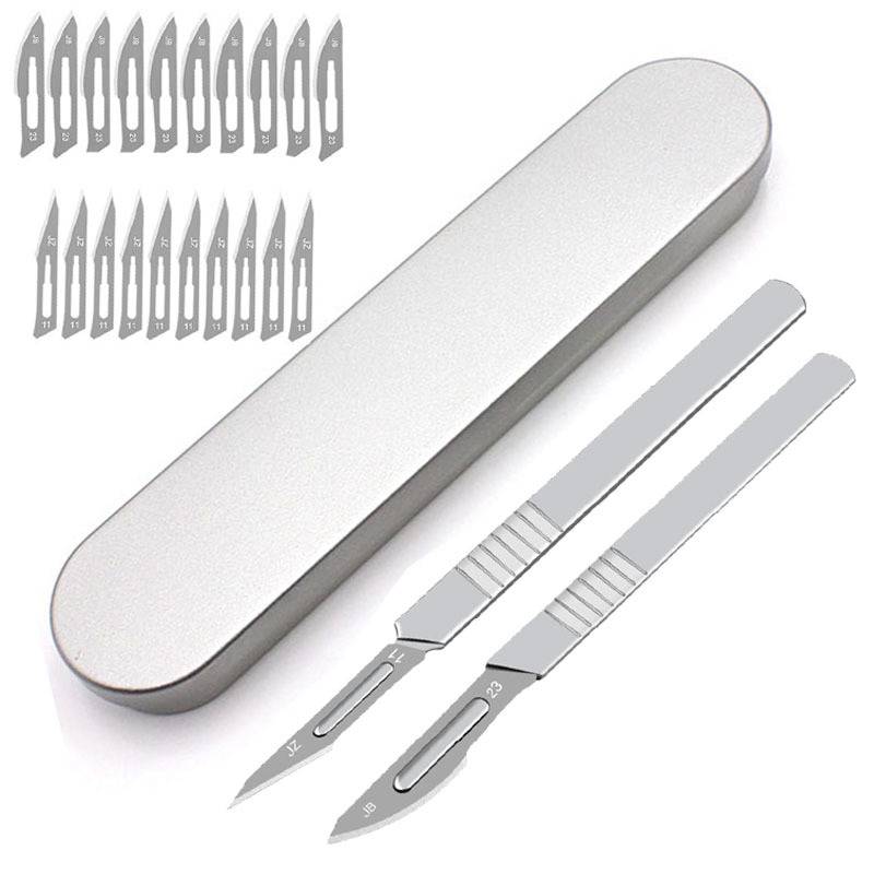 Carbon Steel Carving Metal Scalpel handle and Blades Number 11 23 Surgical Medical Cutting Handel Scalpel Knife DIY Tool Kits