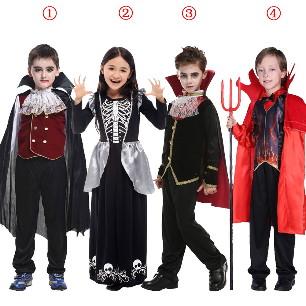 Kids Halloween Vampire Costume Skeleton Fancy Dress Up Outfit Cosplay  Horrible Spooky Costumes Victorian Vampire-Themed Party | Shopee Malaysia