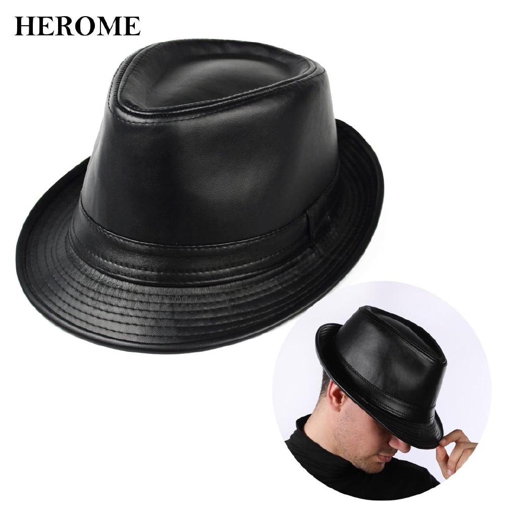 leather bowler hat