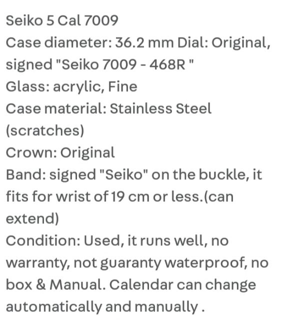 Seiko 5 cal 7009 automatic | Shopee Malaysia
