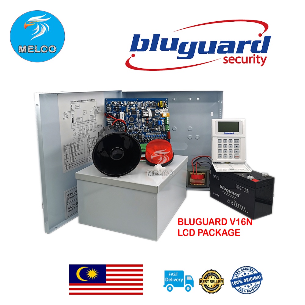 Bluguard Alarm V16N LCD 16 Zone Alarm System Sistem Penggera Shopee
