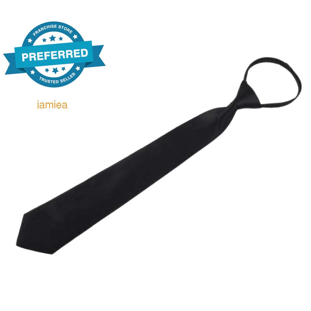 1Pcs Black Upgraded Version of Men's Lazy Zipper Tie Matt Silk