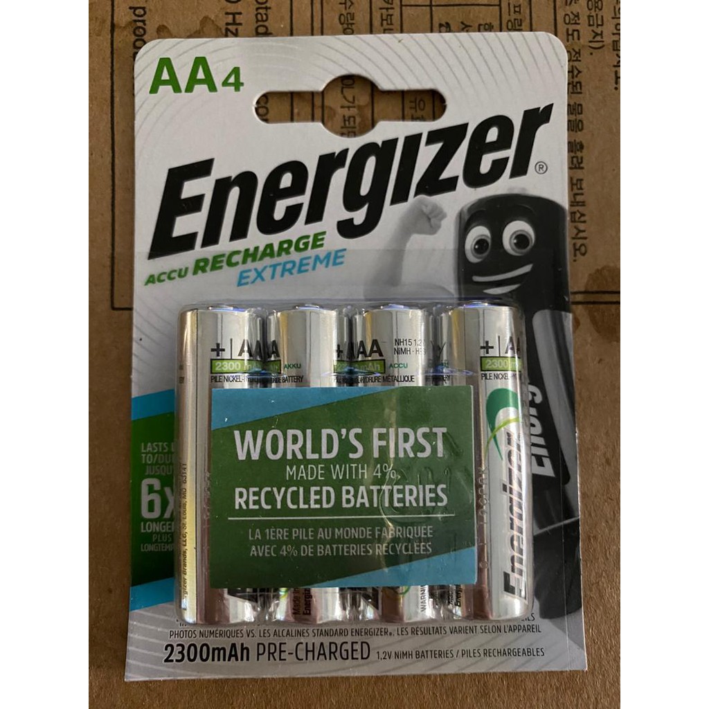 Energizer Rechargeable Battery AA Recharge Extreme ( 2300mAh) [4pcs] Shopee Malaysia