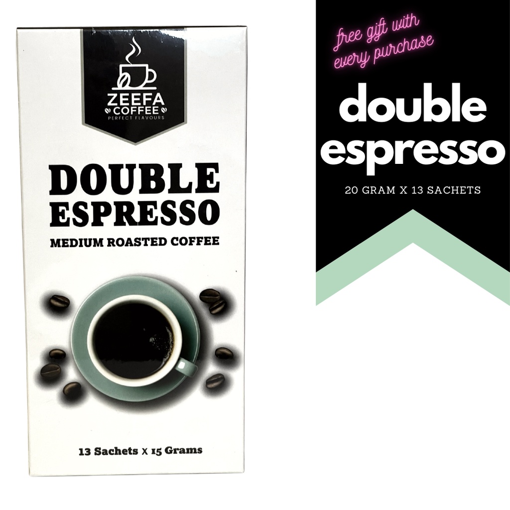 Zeefa Coffee Double Espresso Instant Coffee Medium Roasted 20g x 13