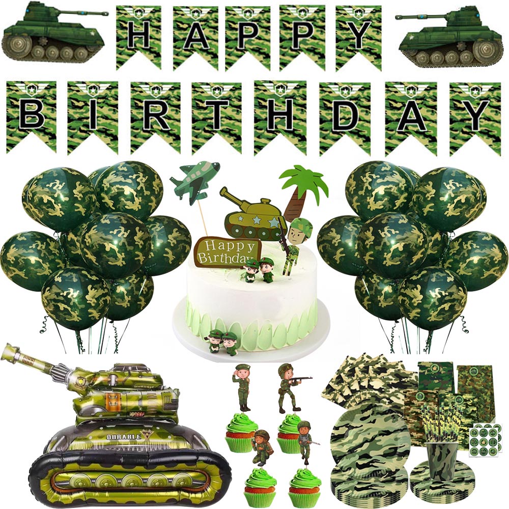 Army Green Camouflage Theme Party Military Decorations Tableware Set Paper Cups Plates Baby Shower Kids Birthday Party Supplies