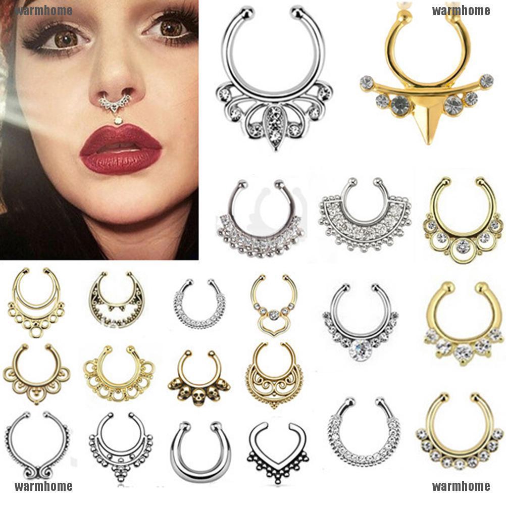Fancy Non Piercing Clip On Fake Septum Nose Hanger Fake Body Piercing Ring